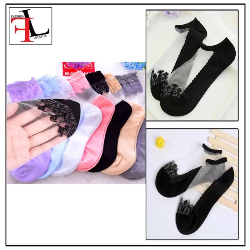 2 Pairs– Imported Net Fancy Crew Socks for Women - Oshi.pk - Buy & Sell Online