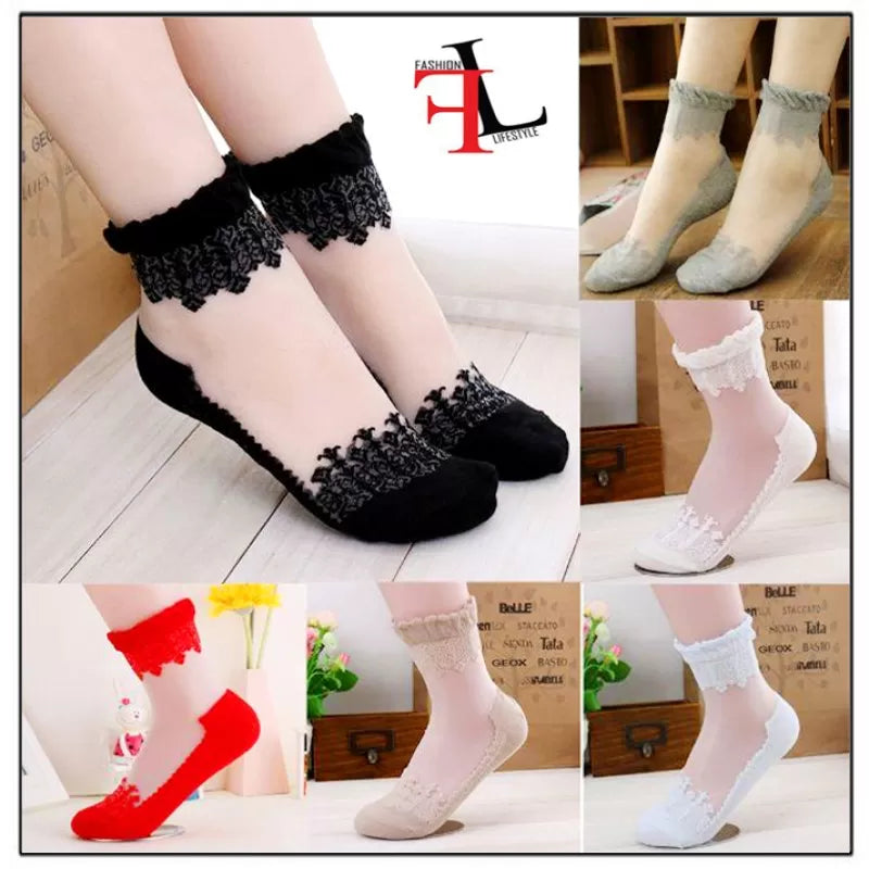 4 Pairs– Imported Net Fancy Crew Socks for Women - Oshi.pk - Buy & Sell Online