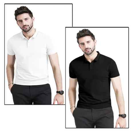 Pack of 2 - Best Quality Plain Short Sleeve Polo Shirts for Men/Boys - Oshi.pk - Buy & Sell Online