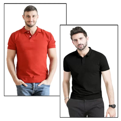 Pack of 2 - Best Quality Plain Short Sleeve Polo Shirts for Men/Boys - Oshi.pk - Buy & Sell Online