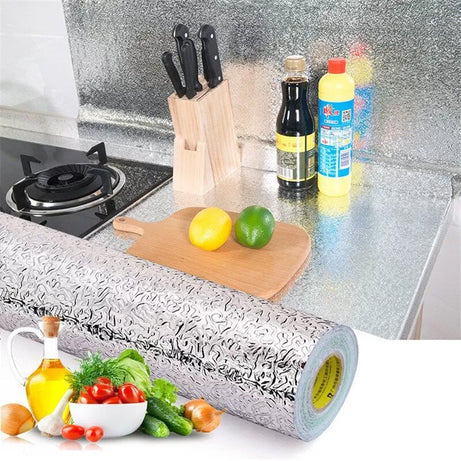 Waterproof Oil Proof Aluminum Foil Sticker Self Adhesive Wallpaper Kitchen Stove Wall Stickers - Oshi.pk - Buy & Sell Online