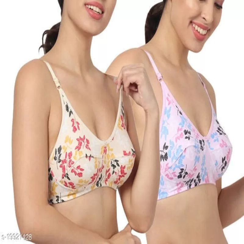 Pack of 2 - Imported Fancy Cotton Printed Non Padded Bras for Women/Girls - Oshi.pk - Buy & Sell Online