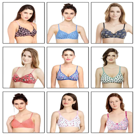 Pack of 2 - Imported Fancy Cotton Printed Non Padded Bras for Women/Girls - Oshi.pk - Buy & Sell Online