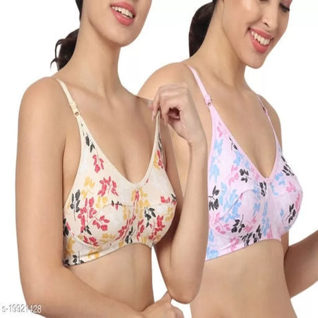 Pack of 2 - Imported Fancy Cotton Printed Non Padded Bras for Women/Girls - Oshi.pk - Buy & Sell Online