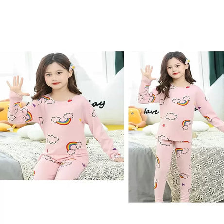 Baby Or Baba Pink Cloud and Rainbow print Kids Night Suit (KD-065) - Oshi.pk - Buy & Sell Online
