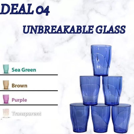 (Deal 4) Unbreakable 6 Water Glasses Pack (Kids Safety Glasses)