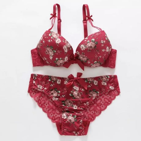EleaEleanor Womens Sexy Embroidery Lace Bra Bralette Set Push-Up Thin Padded Bra with Panties Floral Underwear Bra Set - Oshi.pk - Buy & Sell Online