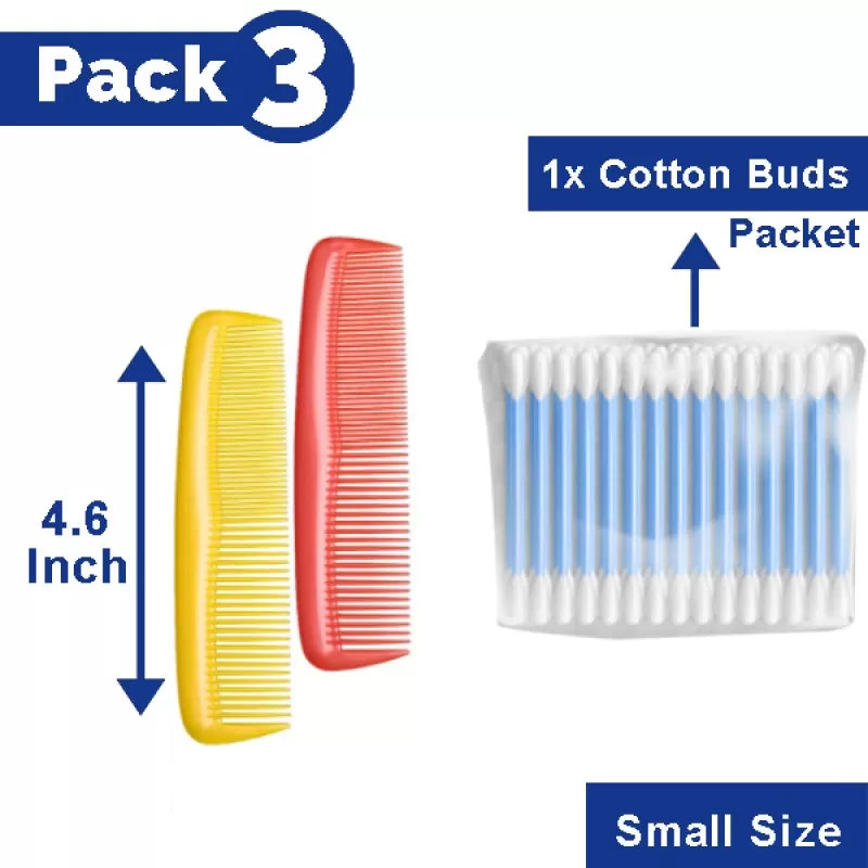 3 pc set Pocket Comb for hair Men & Women Small travel Comb Pocket Size plus Cotton Buds packet - Oshi.pk - Buy & Sell Online