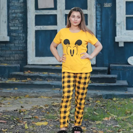 Printed Cotton Ladies Sleep Dress Night Wear With Shirt And Trouser (Design-178) - Oshi.pk - Buy & Sell Online