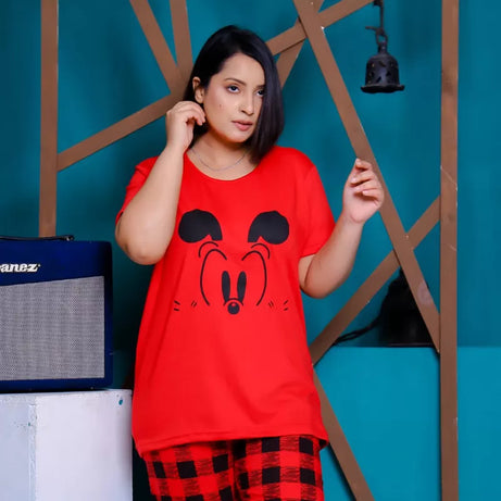 Printed Cotton Ladies Sleep Dress Night Wear With Shirt And Trouser (Design-179) - Oshi.pk - Buy & Sell Online