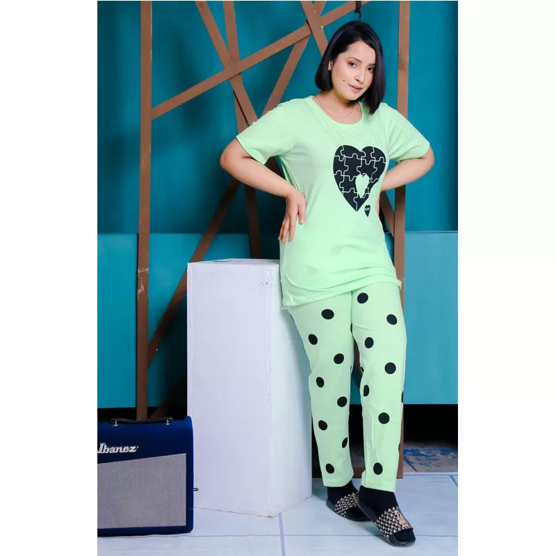 Printed Cotton Ladies Sleep Dress Night Wear With Shirt And Trouser (Design-182) - Oshi.pk - Buy & Sell Online