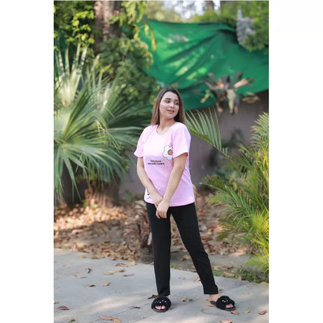 Printed Cotton Ladies Sleep Dress Night Wear With Shirt And Trouser (Design-187) - Oshi.pk - Buy & Sell Online