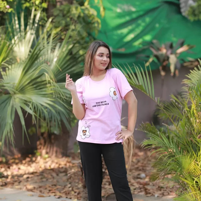 Printed Cotton Ladies Sleep Dress Night Wear With Shirt And Trouser (Design-187) - Oshi.pk - Buy & Sell Online