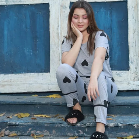 Printed Cotton Ladies Sleep Dress Night Wear With Shirt And Trouser (Design-189) - Oshi.pk - Buy & Sell Online