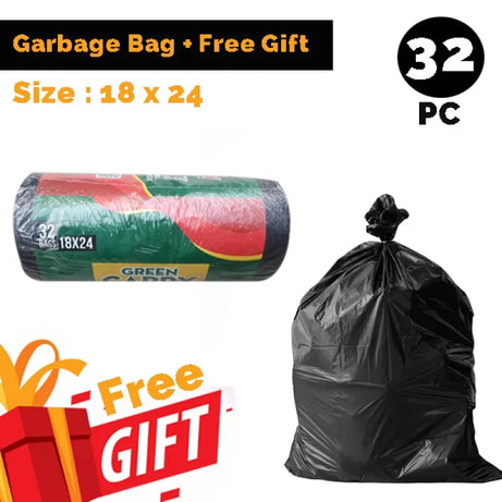 Garbage Bags For Dustbin Pack Of 35 18 X 24 Inch + Free Gift / Garbage Bag (1 Roll / 32 Bags) - Oshi.pk - Buy & Sell Online