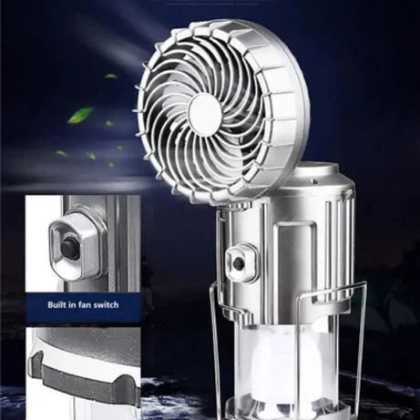 6in1 portable outdoor LED camping lantern with fan solar charge rechargeable light energy saving tent lamp flashlight - Oshi.pk - Buy & Sell Online