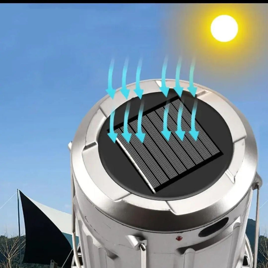 6in1 portable outdoor LED camping lantern with fan solar charge rechargeable light energy saving tent lamp flashlight - Oshi.pk - Buy & Sell Online