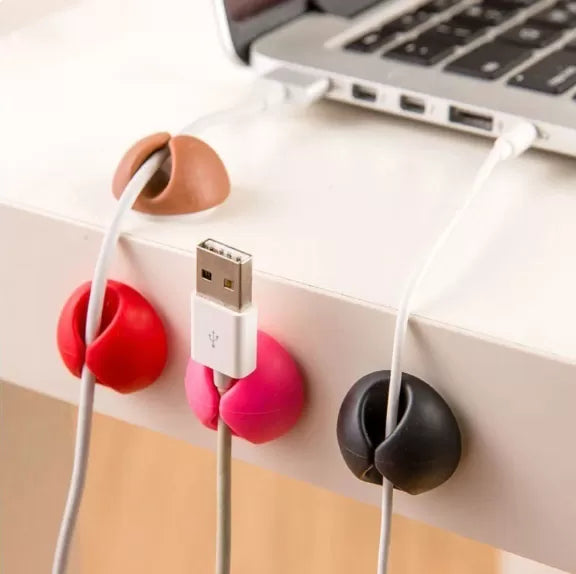 6pcs Colorful Cable Winder Organizer Double Holes Wire Cable Straight Tie Clips for USB Charger Holder Earphone Cable Clip Tidy USB Charger Cord Deskt - Oshi.pk - Buy & Sell Online