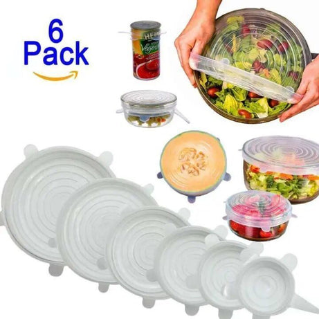 6 PCS REUSABLE SILICONE STRETCH LIDS | FRESH KEEPING KITCHEN ACCESSORIES - Oshi.pk - Buy & Sell Online
