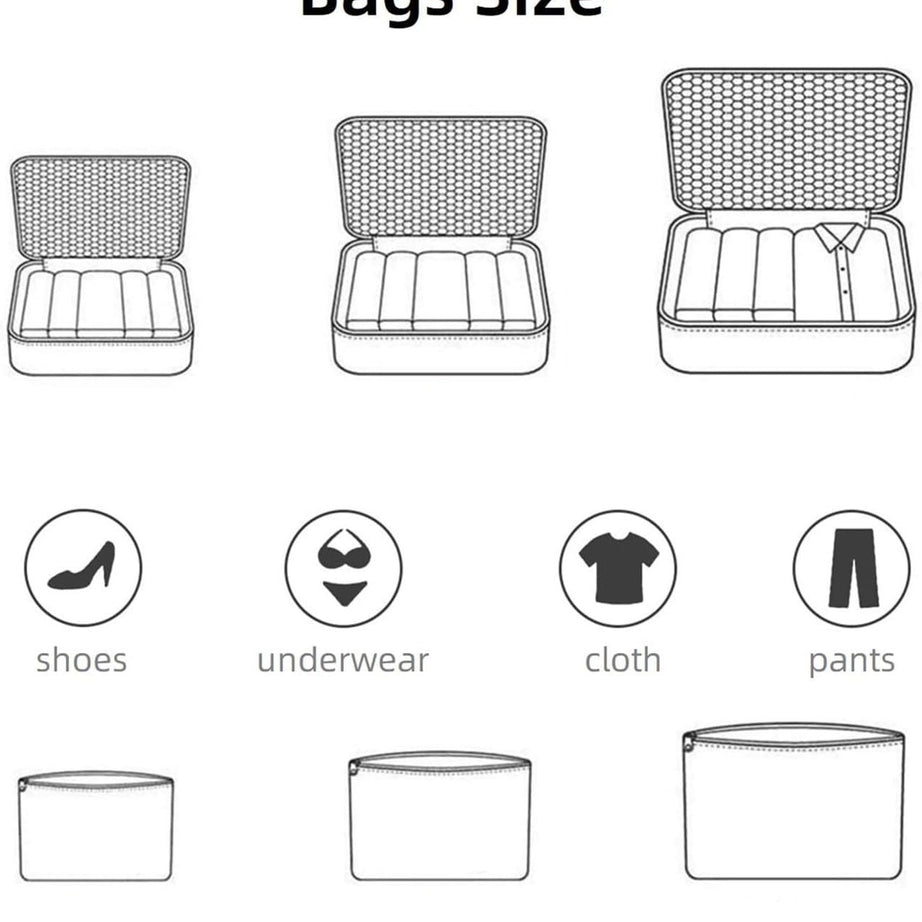 6pcs/Set Travel Storage Bag Organizer Portable Luggage Clothes Organizer Cosmetic Pouch Toiletry Cloth Pouch Storage Cupboard Almari Organizer - Oshi.pk - Buy & Sell Online