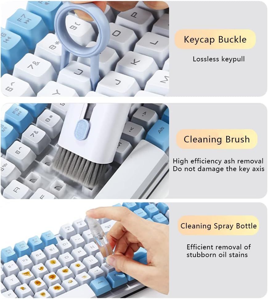 7 in 1 Computer Keyboard Cleaner Brush Kit Earphone Cleaning Pen For Headset Keyboard Cleaning Tools Cleaner Keycap Puller Kit Portable Multifunction - Oshi.pk - Buy & Sell Online