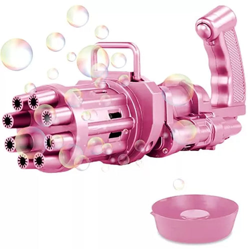 8-Hole Bubble Gun Machine - Massive Bubble Gattler Toy Gun With Bubble Liquid For Kids - Automatic Electric Bubble Maker Machine Glue Gun - Multicolor