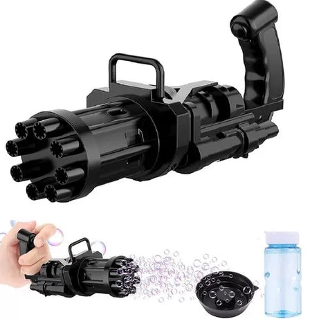 8-Hole Bubble Gun Machine - Massive Bubble Gattler Toy Gun With Bubble Liquid For Kids - Automatic Electric Bubble Maker Machine Glue Gun - Multicolor