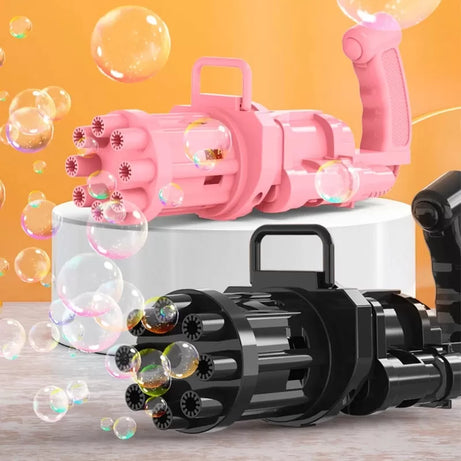 8-Hole Bubble Gun Machine - Massive Bubble Gattler Toy Gun With Bubble Liquid For Kids - Automatic Electric Bubble Maker Machine Glue Gun - Multicolor