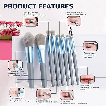 8 Pcs Mini Travel Portable Soft Makeup Brushes Set Eye Shadow Foundation Powder Eyelash Lip Concealer Blush Make Up Brush Set - Random Colors Glowing