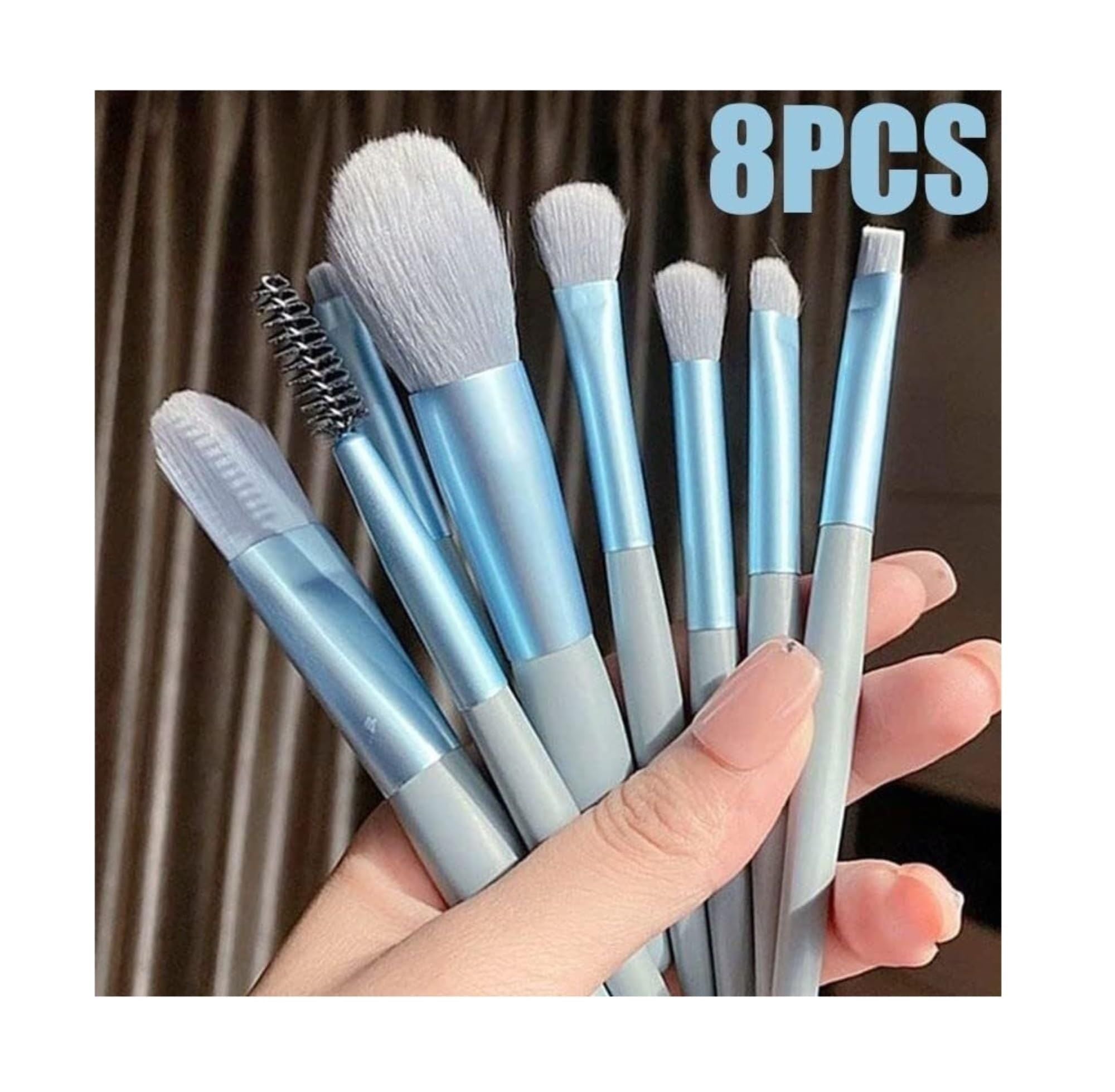 8 Pcs Mini Travel Portable Soft Makeup Brushes Set Eye Shadow Foundation Powder Eyelash Lip Concealer Blush Make Up Brush Set - Random Colors Glowing