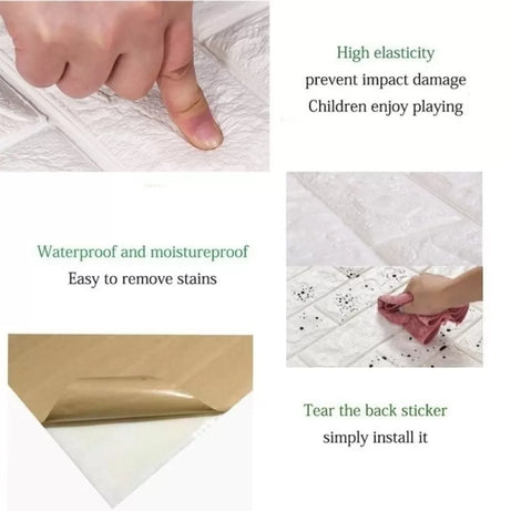 8pcs PE Foam 3D Wallpaper DIY Wall Stickers Wall Decor Embossed Brick Stone Living Room Bedroom TV Background Wall Home Decorat - Oshi.pk - Buy & Sell Online