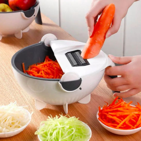 9 in 1 Multifunction Kitchen Wet Basket Vegetable Cutter With Drain Magic Rotate Safety - Oshi.pk - Buy & Sell Online