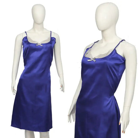 Solid Satin Long Chemise with Lace (CHE-04) - Oshi.pk - Buy & Sell Online