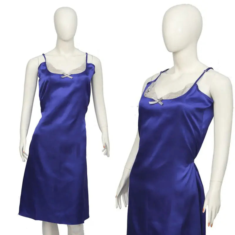 Solid Satin Long Chemise with Lace (CHE-04) - Oshi.pk - Buy & Sell Online