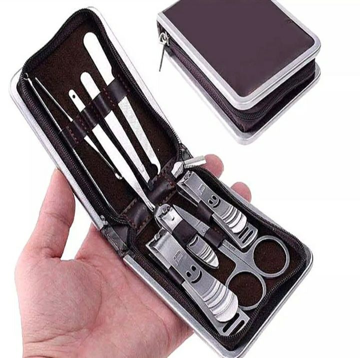 9pcs Carbon steel Nail Clippers Set Professional Scissors Suit With Box Trimmer Grooming Manicure Cutter Kits For Nail Tool - Oshi.pk - Buy & Sell Online
