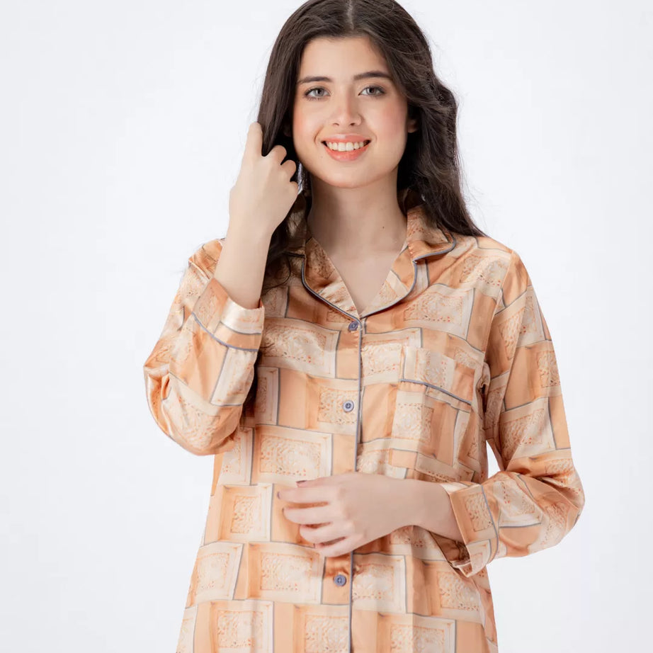 Valerie Nightwear Smoothy Satin Pajama set COMFORTABLE and BREATHABLE - Oshi.pk - Buy & Sell Online