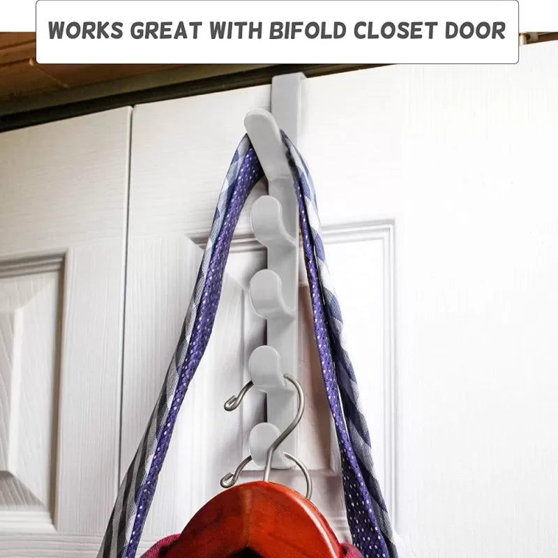 ABS Over The Door Hook Hanger 5-Hook Heavy-Duty Organizer Rack For Coats, Hats, Robes, Shirts, Belts, Bags, Towels, Scarf, Cupboard Door Kitchen Cabin - Oshi.pk - Buy & Sell Online