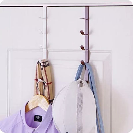 ABS Over The Door Hook Hanger 5-Hook Heavy-Duty Organizer Rack For Coats, Hats, Robes, Shirts, Belts, Bags, Towels, Scarf, Cupboard Door Kitchen Cabin - Oshi.pk - Buy & Sell Online