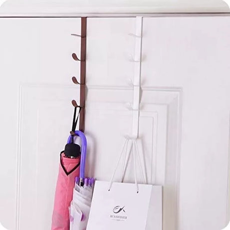 ABS Over The Door Hook Hanger 5-Hook Heavy-Duty Organizer Rack For Coats, Hats, Robes, Shirts, Belts, Bags, Towels, Scarf, Cupboard Door Kitchen Cabin - Oshi.pk - Buy & Sell Online