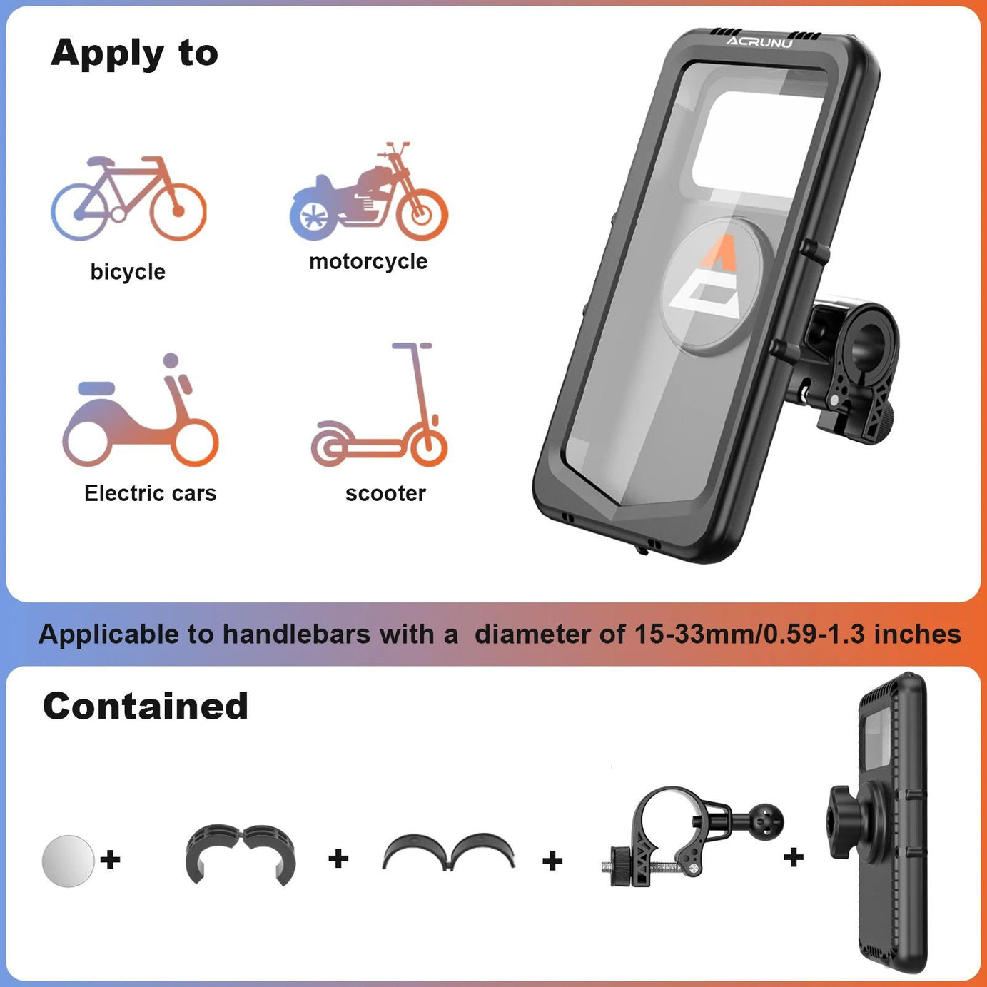 Acrunu Motorcycle Phone Holder MTB Waterproof Cell Phone Holder Bike Phone Holder Rotation Electric Scooter Holder - Oshi.pk - Buy & Sell Online