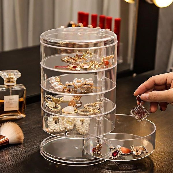 Acrylic 360 Degree Creative Rotating Jewelry Box Organizer - Oshi.pk - Buy & Sell Online
