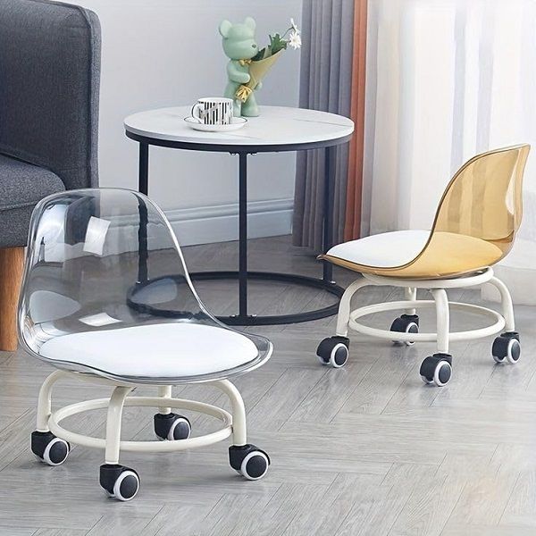 Acrylic 360° Rotatable Transparent Chair Smart Wheels Ideal for Adults & Kids - Oshi.pk - Buy & Sell Online