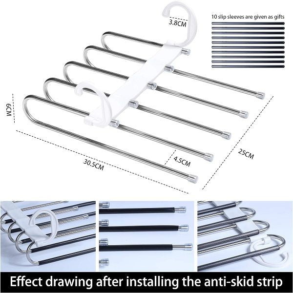 Adjustable 5 in 1 Pants Hanger Made of Plastic & Aluminum - Oshi.pk - Buy & Sell Online