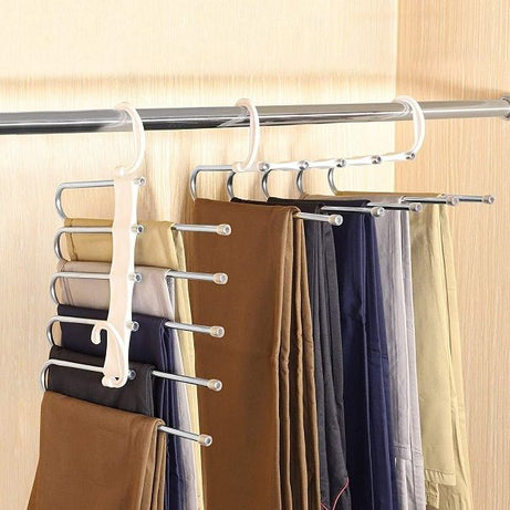 Adjustable 5 in 1 Pants Hanger Made of Plastic & Aluminum