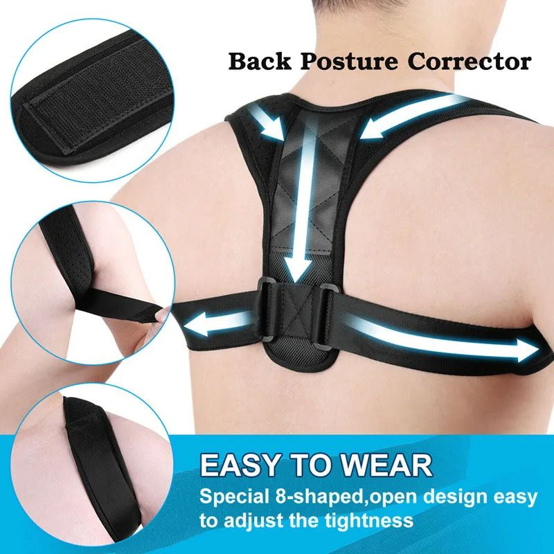 Adjustable Back Posture Corrector Brace Elastic Nylon Belt Shoulder Lumbar Spine Support Invisible Humpback Belt For Women Men - Oshi.pk - Buy & Sell Online