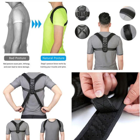 Adjustable Back Posture Corrector Brace Elastic Nylon Belt Shoulder Lumbar Spine Support Invisible Humpback Belt For Women Men - Oshi.pk - Buy & Sell Online