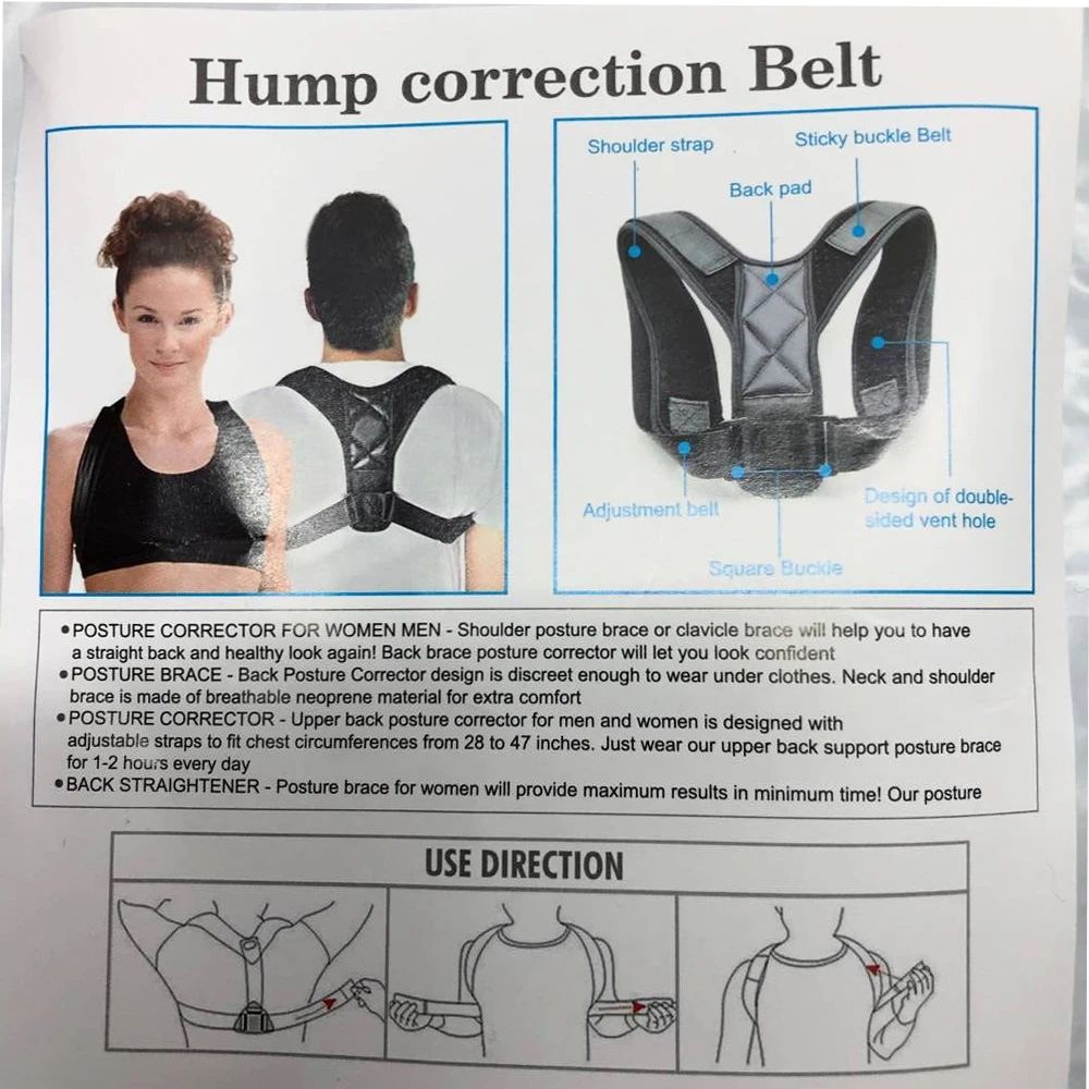 Adjustable Back Posture Corrector Brace Elastic Nylon Belt Shoulder Lumbar Spine Support Invisible Humpback Belt For Women Men - Oshi.pk - Buy & Sell Online