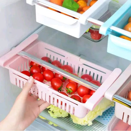 Adjustable Fridge Storage Basket Expandable Fridge Storage Rack Plastic Fridge Space Saver Food Organizer Tray Refrigerator Pull-out Drawers - Oshi.pk - Buy & Sell Online