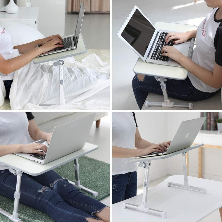 Adjustable Laptop Bed Table, Portable Lap Desk with Foldable Leg, Breakfast Tray for Eating, Notebook Computer Stand for Reading Writing on Bed Couch - Oshi.pk - Buy & Sell Online