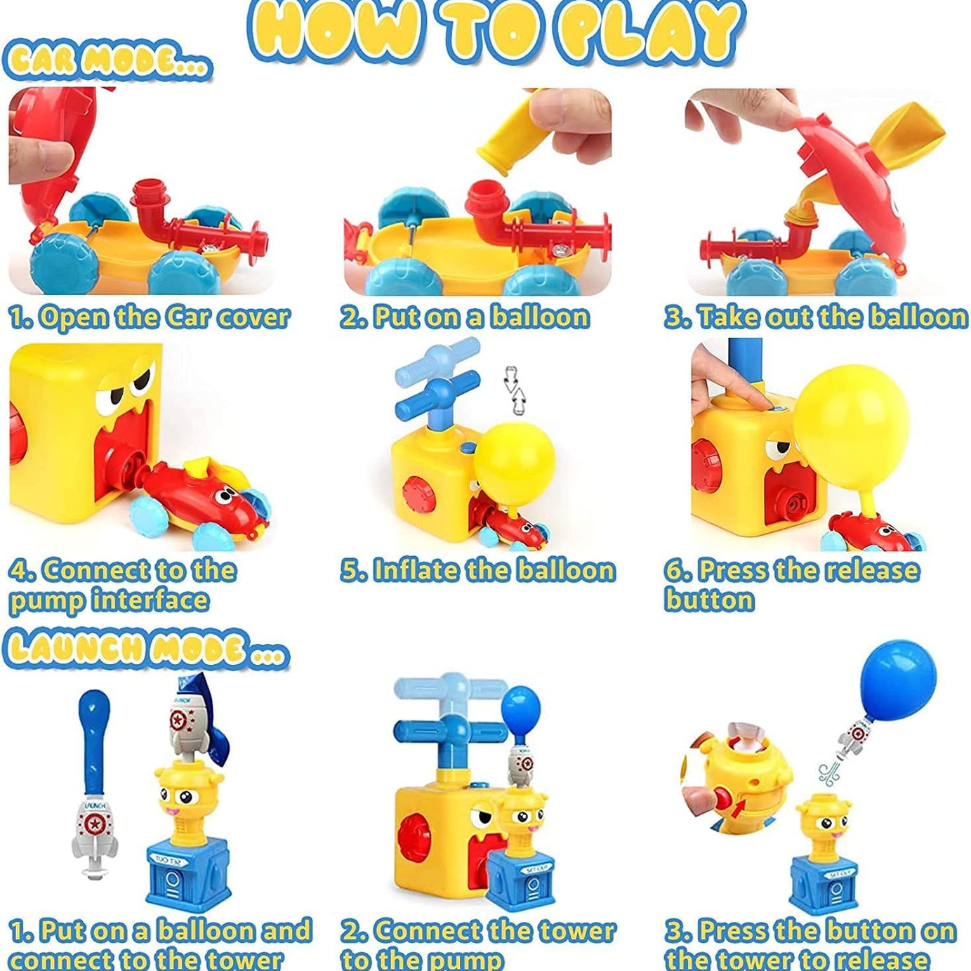 Air Power Toy Powered Balloon Launch Tower Balloon Car Toys for Kids - Oshi.pk - Buy & Sell Online